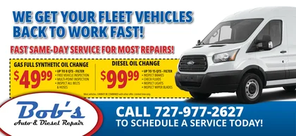 Bob's Auto & Diesel Repair: Fleet services postcard design
