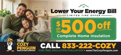 The Cozy Penguin: Home insulation postcard design