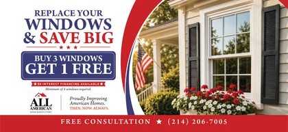 All American Home Renovators: Window replacement postcard design